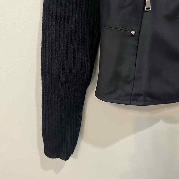 Carlisle black full zip collared fitted sweater moto jacket size 4 - Picture 11 of 12